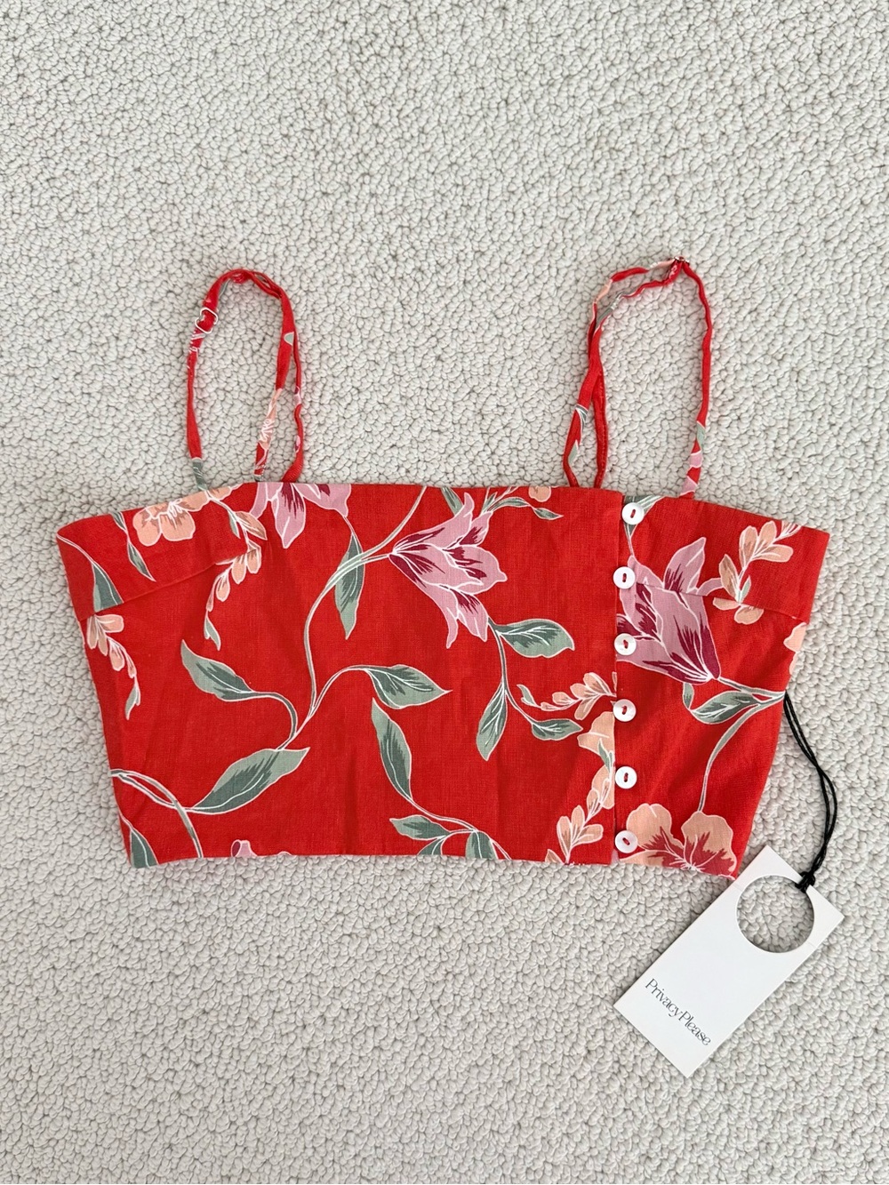 NWT Privacy Please x Revolve Red Floral Crop Cami Top